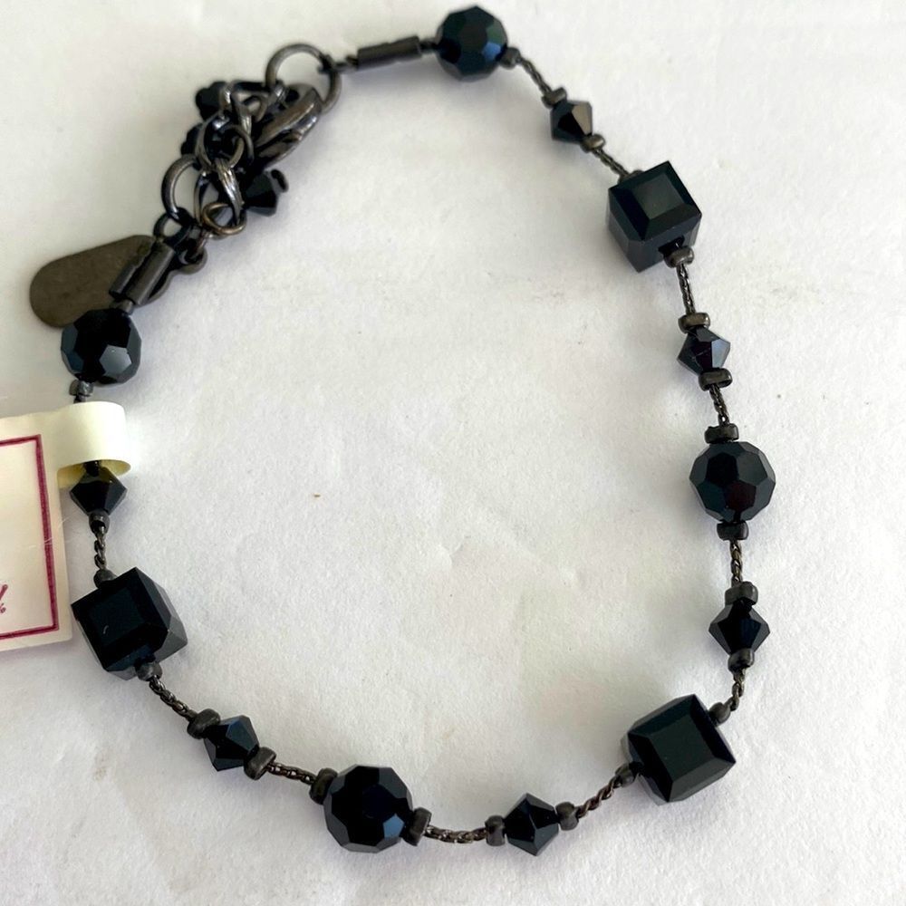 Dabby Reid Onyx Geometric Cut Crystals Hematite Color Chain Extender Brand New 15$